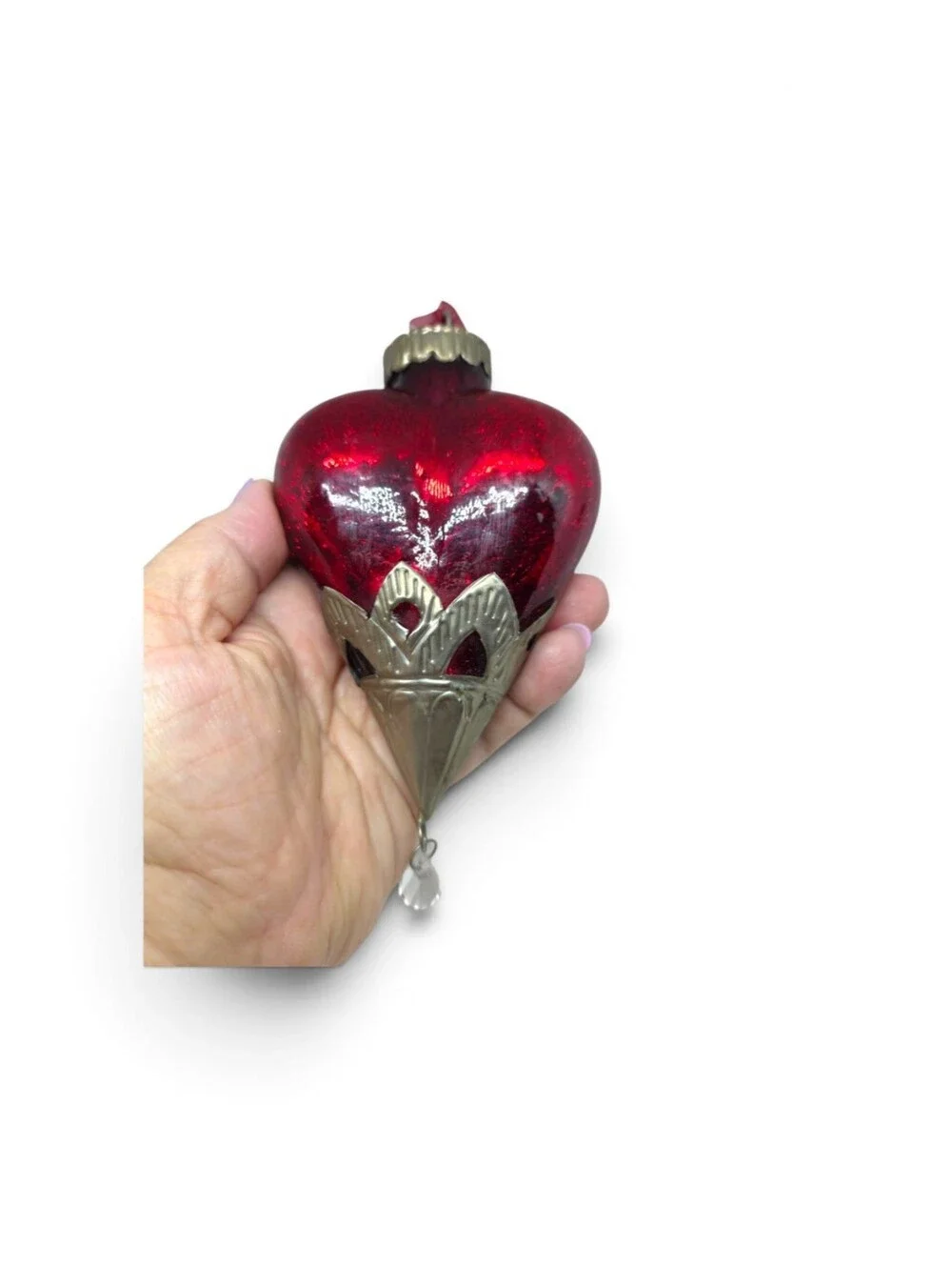 Red Heart Glass Hanging Ornament